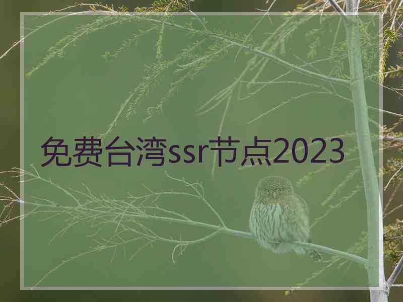 免费台湾ssr节点2023