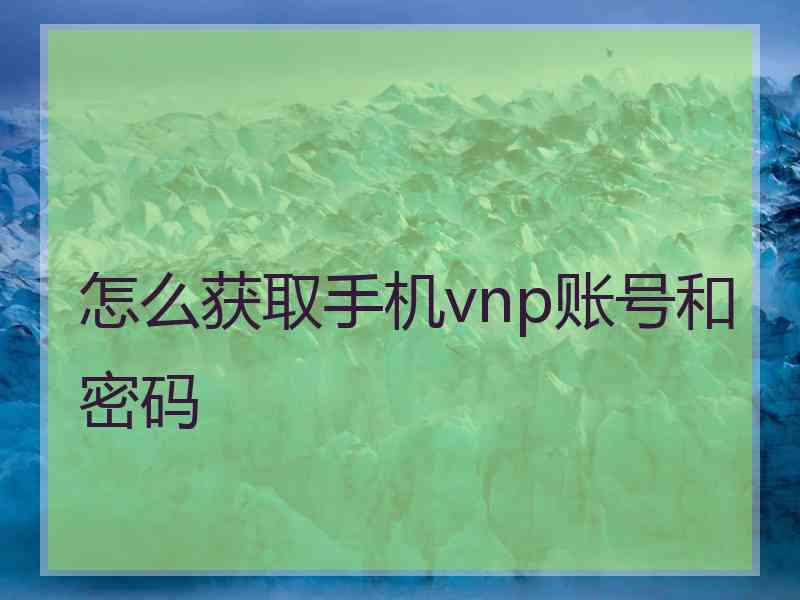 怎么获取手机vnp账号和密码