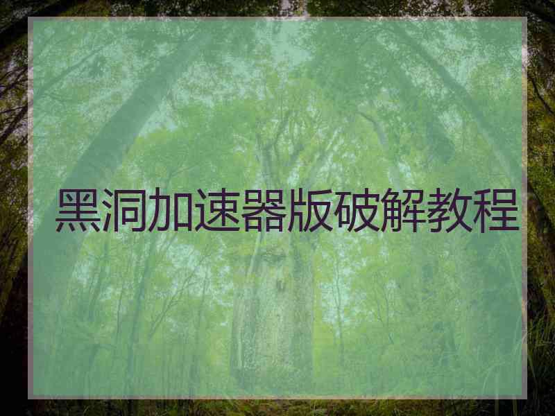 黑洞加速器版破解教程