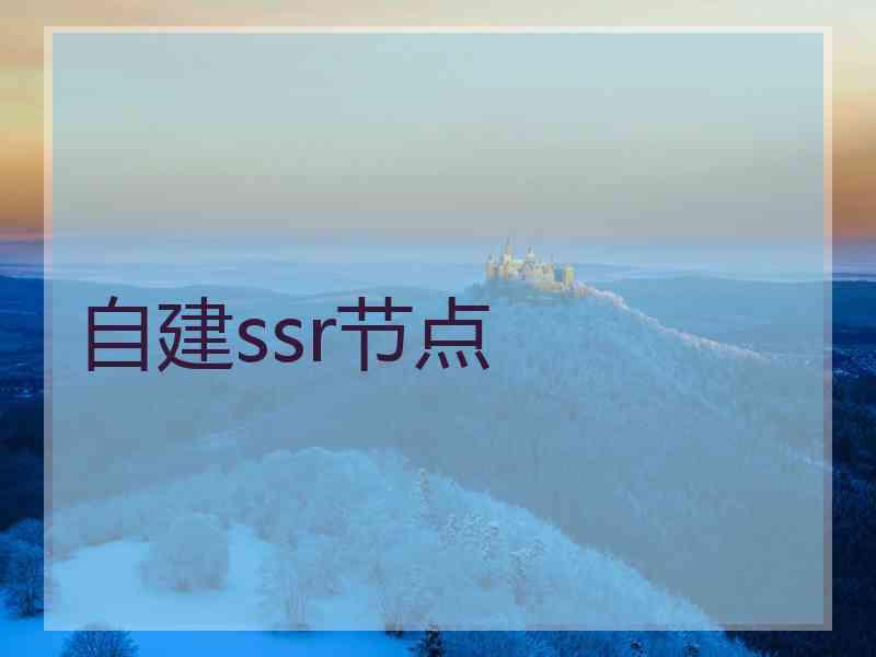 自建ssr节点