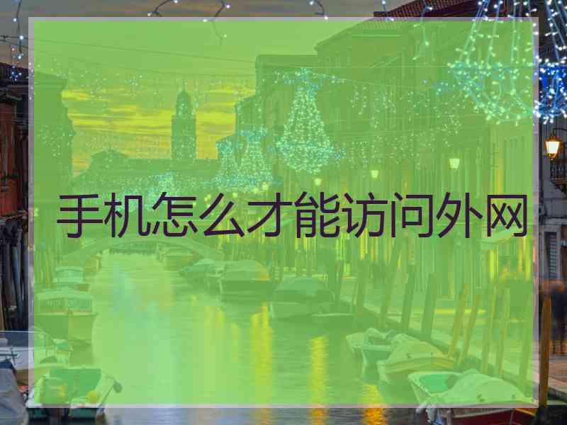 手机怎么才能访问外网