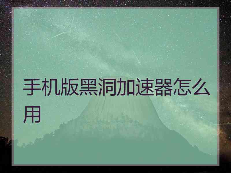 手机版黑洞加速器怎么用