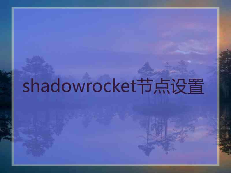 shadowrocket节点设置